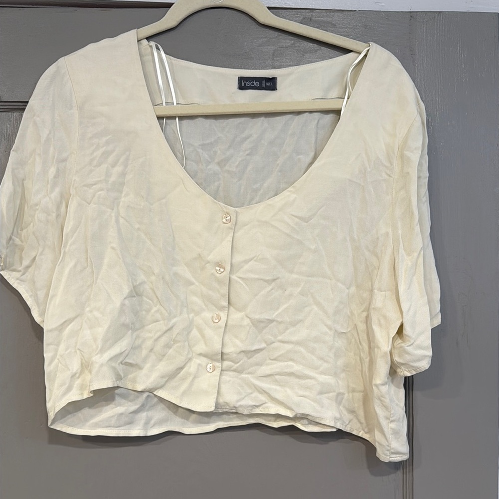 Women Cream Button-Up Top